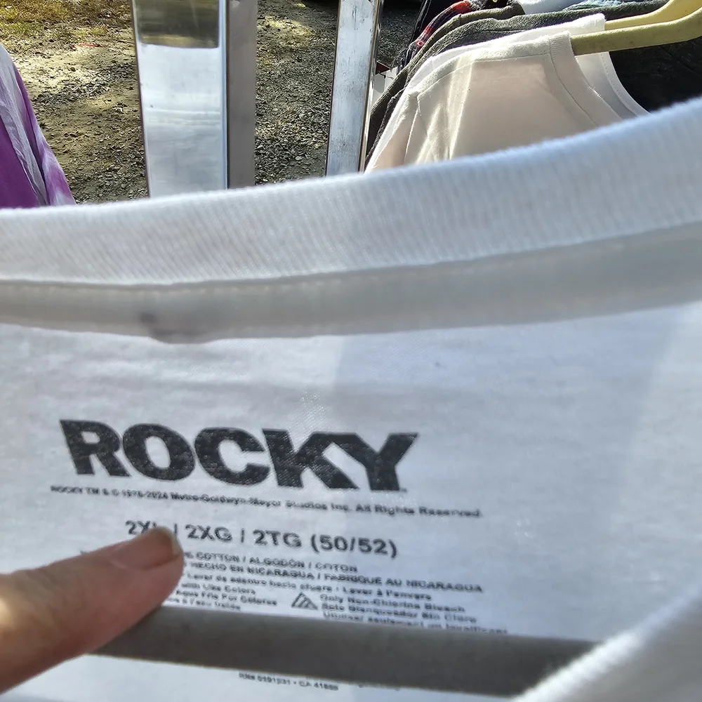 Rocky Graphic Tee With Flannel Scarves Poncho -OS - Picture 3 of 4